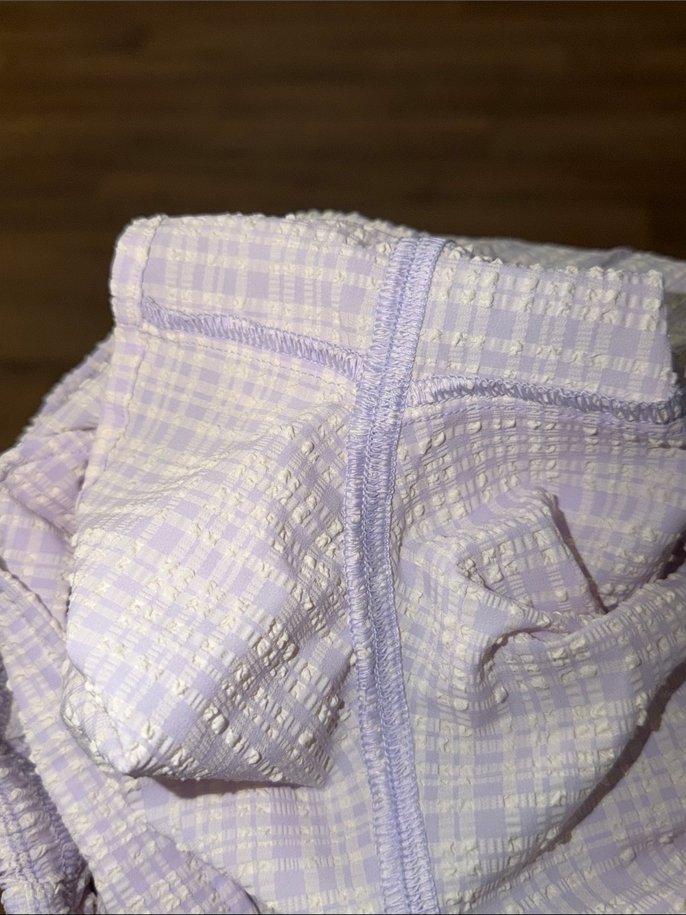Lululemon Size XS Seersucker Check Pull-On Short 3" Butter Cream Lavender Dainty - Picture 9 of 14